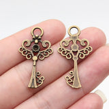 20pcs 33x18mm 2 Colors Antique Bronze Color Antique Silver Color Heart Key Charms For DIY Jewelry Making