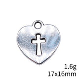 20pcs 17x16mm 6 Colors Heart Cross Charms For DIY Jewelry Making
