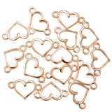 50pcs  5 color Heart-shaped connect Charms Necklace Pendant Bracelet Jewelry Making Handmade Crafts diy Supplies 14.5*8mm