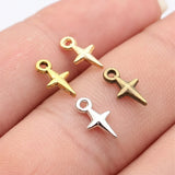 100pcs 11x6mm 5 Colors Cross Star Charms For DIY Jewelry Making