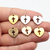 20pcs 17x16mm 6 Colors Heart Cross Charms For DIY Jewelry Making