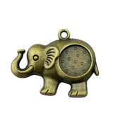 2pcs Fit 15mm Antique Bronze Color Round Elephant Style Cameo Cabochon Base Setting For DIY Jewelry Making Findings