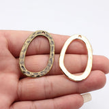 5pcs 46x29mm 2 Colors Antique Bronze Color Kc Gold Color Hammered Irregular Oval Circle Charms For DIY Jewelry Making