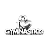 20 Pcs/Lot 11*20mm Antique Silver Plated I Love Gymnastics Charms Sports Metal Charm Wholesale