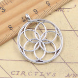 10 Uds. De dijes Datura stramonium Yoga Life Flower 35x30mm colgantes de Color plata antigua para hacer hallazgo tibetano hecho a mano DIY