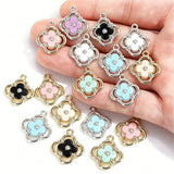 20Pcs Four-Leaf Clover Inlay Pendants for DIY Necklaces Bracelets Jewelry Making Keychains and Bag Charms W765