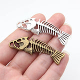 2pcs 56x18mm 2 Colors Antique Bronze Color Antique Silver Color Fish Bone Charms For DIY Jewelry Making