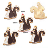 5PCS Enamel Squirrel Pinecone Charms Alloy Animal for Earrings Bracelet necklaces Pendants DIY Jewelry Making accessories W420