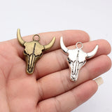 5pcs 42x38mm 2 Colors Antique Bronze Color Antique Silver Color Bull Skull Pendant For DIY Jewelry Making