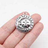 10pcs 29x25mm 2 Colors Antique Bronze Color Antique Silver Color Face Sun Moon Charms For DIY Jewelry Making
