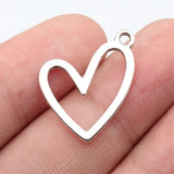 20pcs 22x20mm 5 Colors Geometric Openwork Heart Charms For DIY Jewelry Making
