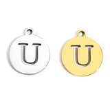 5pcs Stainless Steel Necklace Fashion Gold Color Initial Charms Metal Round A To Z Letters For Women Single Name Jewelry Gifts
