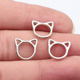 20pcs 21x20mm/16x15mm/13x12mm 6 Colors Hollow Cat Head Frame Charms For DIY Jewelry Making