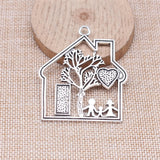 2pcs 59x52mm 2 Colors Antique Silver Color Gold Color Happy Home Charms For DIY Jewelry Making