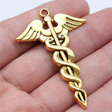 5pcs 53x37mm 2 Colors Antique Silver Color Antique Gold Color Medical Scepter Charms For DIY Jewelry Making
