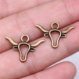 10pcs 22x15mm 2 Colors Antique Bronze Color Antique Silver Color Cattle Charms For DIY Jewelry Making