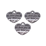 20pcs 13x12mm 2 Colors Antique Silver Color Antique Gold Color Double-Sided "Love You" Heart Charms For Jewelry Making