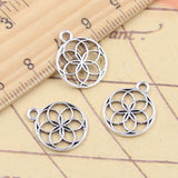 Abalorios de Datura Stramonium Yoga flor de la vida, colgantes de Color plata tibetana, fabricación antigua, artesanía hecha a mano, 17x14mm, 30 piezas