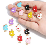 10pcs Enamel Charms Cute Cartoon chick Pendants Charms For Jewelry Making Supplies DIY Handmade Bracelets Earrings Accessories