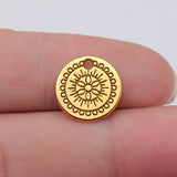 20pcs 14x14mm 2 Colors Antique Silver Color Antique Gold Color Pattern Small Round Card Charms For DIY Jewelry Making