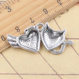 10 Uds. De dijes de Ángel, demonio, corazón, 20x39mm, colgantes de Color plata tibetana, fabricación de joyería antigua, artesanía hecha a mano DIY
