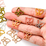 20pcs 5 Color Hollowed out butterfly Charm for earring Bracelet Necklace Pendant  DIY Handmade Jewelry Accessories 15*16mm D2120