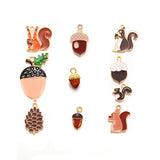 5PCS Enamel Squirrel Pinecone Charms Alloy Animal for Earrings Bracelet necklaces Pendants DIY Jewelry Making accessories W420
