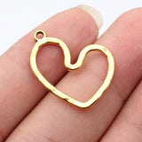20pcs 26x21mm 5 Colors Hammer Pattern Hollow Heart Charms For DIY Jewelry Making