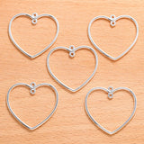 10pcs 5 Color Double hole Hollow heart shaped Charm for Necklace Keyring Pendant  DIY Handmade Jewelry Accessories 35*33mm A132