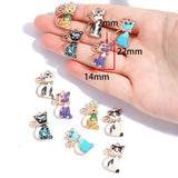 5Pcs Alloy Drip Oil Cat Enamel Pendant 22 * 14mm DIY Necklace Earrings Bracelet Pendant Jewelry Making Accessories W631