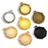 10pcs round Necklace Charm DIY Setting Cabochon Cameo Base Tray Bezel Blank Fit 14mm Cabochons Jewelry Making C96