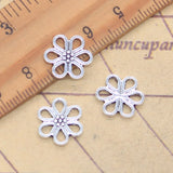 30 Uds. De dijes de eslabones de flores, 12x13mm, colgantes de Color plata antigua, fabricación de joyería tibetana hecha a mano DIY