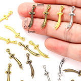 50 pcs 4 colors Antique Silver color Knife Charms Pendants for Jewelry Making Necklace Bracelet Accessories Findings 25*6mm M41