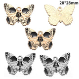 10pcs Dark Gothic Style Skull&Butterfly Enamel Charms for DIY Personality Punk Necklace Earrings Keychain Halloween Spooky Decor