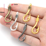 10pcs 5 Colors Fish hook Charms For Bracelet Earring necklace Pendants DIY Handmade Jewelry Accessories Making 36*14mm H07