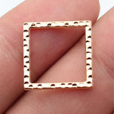 20pcs 17x17mm 4 Colors Hammered Texture Geometric Hollow Square Frame Charms