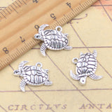 20 piezas dijes tortuga marina océanos tortuga 17x20mm colgantes de Color plata antigua fabricación DIY joyería tibetana hecha a mano