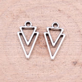 40pcs 16x9mm 3 Colors Antique Silver Color Kc Gold Color Rhodium Color Hollow Triangle Geometry Charms