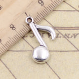 10 Uds. De dijes de notas musicales de 22x17mm, colgantes de Color plata tibetana, fabricación de joyería antigua, artesanía hecha a mano DIY