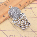 5 uds dijes cesta de baloncesto 44x24mm colgantes de Color plata antigua para hacer joyería tibetana hecha a mano DIY