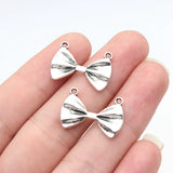 20pcs 21x15mm 2 Colors Antique Bronze Color Antique Silver Color Bow Tie Charms For DIY Jewelry Making