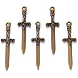 10PCS 6 colors Mixed Alloy Charms Knight Sword Knife Gun Weapons Pendant For DIY Handmade Jewelry Material 10*34mm M98