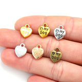 20pcs 6 Colors My dog heart shaped Charm for Necklace Keyring Pendant DIY Handmade Jewelry Accessories 10*13mm A144