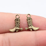 20pcs 16x12mm 3 Colors Antique Bronze Color Antique Silver Color Antique Gold Color Cowboy Boot Charms