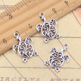 30 Uds. De dijes de tortuga marina, tortuga oceánica, 21x15mm, colgantes de Color plata antigua, fabricación de joyería tibetana hecha a mano DIY
