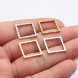 20pcs 17x17mm 4 Colors Hammered Texture Geometric Hollow Square Frame Charms