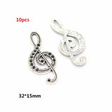 Zinc alloy 10-30pcs Multiple styles Antique Silver plated musical instrument Charms for bracelet necklace DIY jewelry Pendant