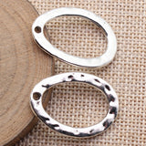 10pcs 31x22mm 2 Colors Antique Silver Color Kc Gold Color Hammered Oval Circle Charms For DIY Jewelry Making
