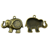 2pcs Fit 15mm Antique Bronze Color Round Elephant Style Cameo Cabochon Base Setting For DIY Jewelry Making Findings