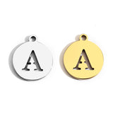 5pcs Stainless Steel Necklace Fashion Gold Color Initial Charms Metal Round A To Z Letters For Women Single Name Jewelry Gifts